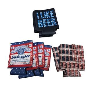 Budweiser Beer Can Koozies Coolers 9 Total